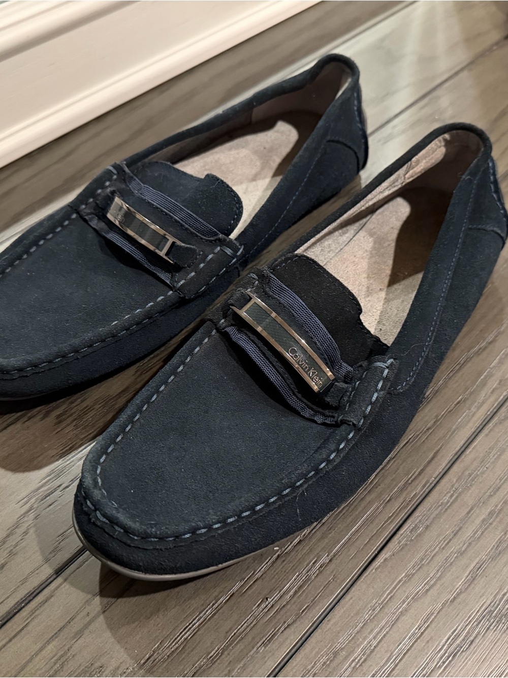 Calvin Klein Navy Suede Bit Loafers